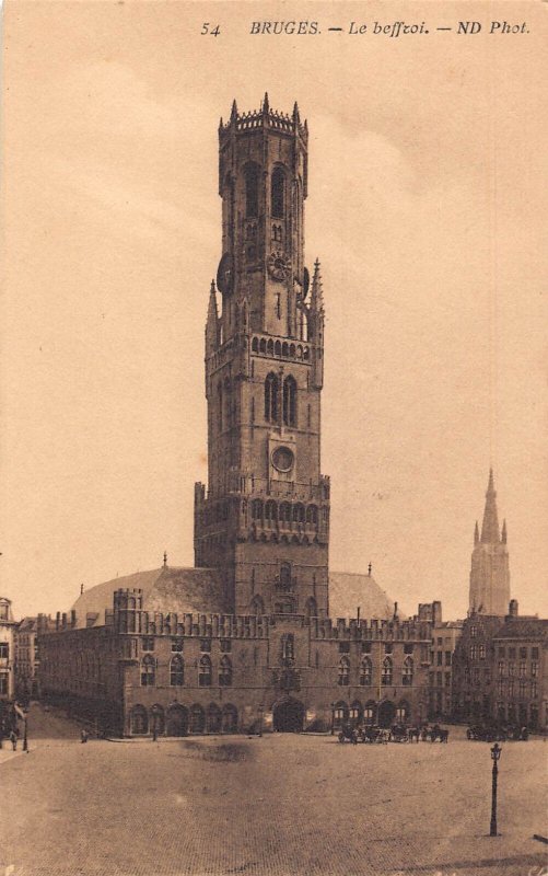 C055  Belgium Bruges Le Beffroi Tower   vintage postcard
