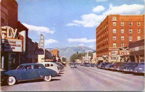 Postcard NV Ely 1940s Street Scene Theatre Bank Elk Club Theatre