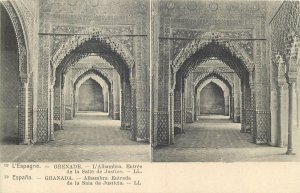 Postcard Stereo image Spain Grenada Alhambra Sala de Justicia