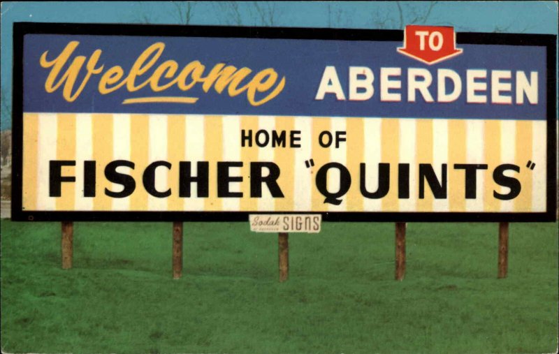 Aberdeen South Dakota SD Greetings Fischer Quints 1950s-60s Vintage Postcard
