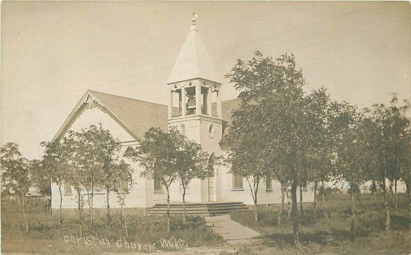 Oklahoma Wakita Grant County Christian Church RPPC Photo Postcard 22-5311