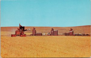 Canada Prairies Grain Elevators Combine Agriculture Farming Harvest Postcard E99