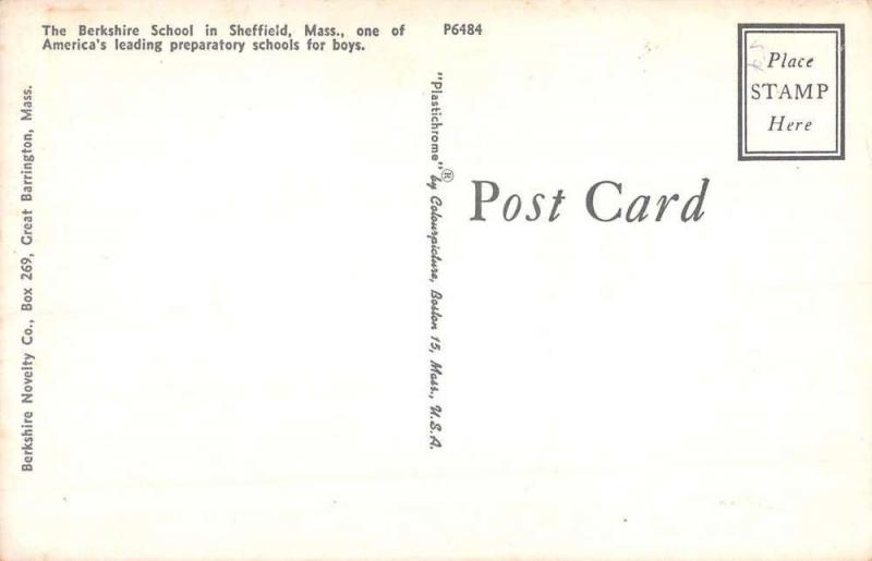 Sheffield Massachusetts Berkshire School Football Vintage Postcard K82877