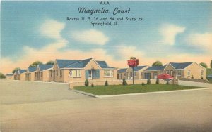 Postcard 1940s Springfield Illinois Magnolia Court roadside occupation 24-5535