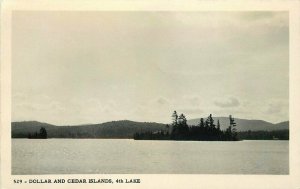 Dollar Cedar Islands Eagle Bay New York 1950s RPPC Photo Postcard 4th Lake 13070