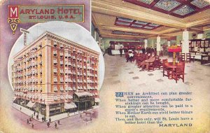 Maryland Hotel Exterior Interior Views St Louis Missouri 1910c postcard