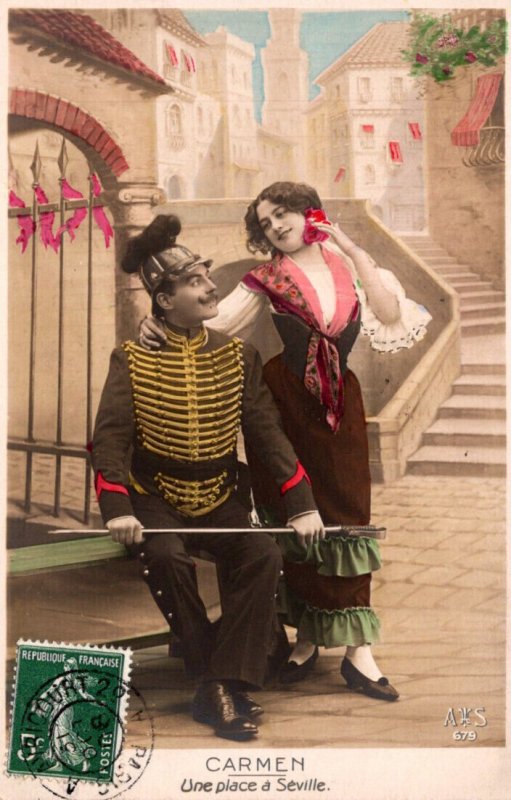 French Couple In Traditional Costume Soldier 1908