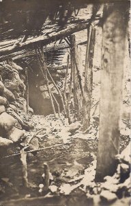 RPPC WWI German or Austrian Trench, Dugout, 1914-18 Stamped Feldpost