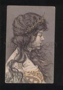 3052802 Magic Lady BELLE Crown ART NOUVEAU vintage LITHO Russia