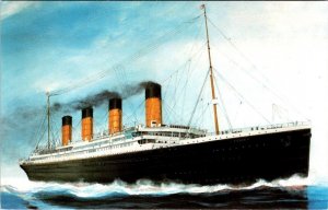 White Star Lines  RMS TITANIC~Artist Richard W DeRosset  SHIP Underway  Postcard