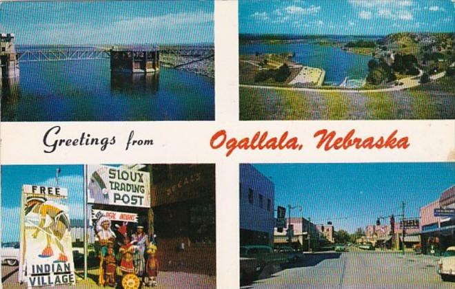 Nebraska Greetings From Ogallala Sioux Trading Post Dam & More 1962