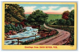 Iron River Wisconsin WI Postcard Lake River Trees Exterior View c1940 Vintage