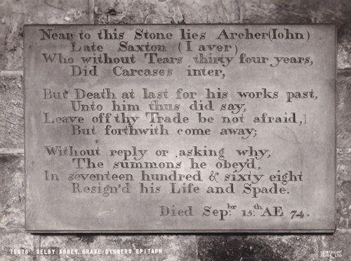 Selby Abbey Grave Diggers Stone Epitaph Yorkshire Real Photo Postcard