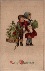 Merry Christmas Vintage Children Illustration Postcard PC304