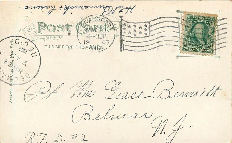 c1906 Postcard; Public Library & High School, Logansport IN Cass County Posted