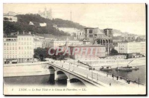 Postcard Old Lyon Tilsit Bridge and the Coteau de Fourviere