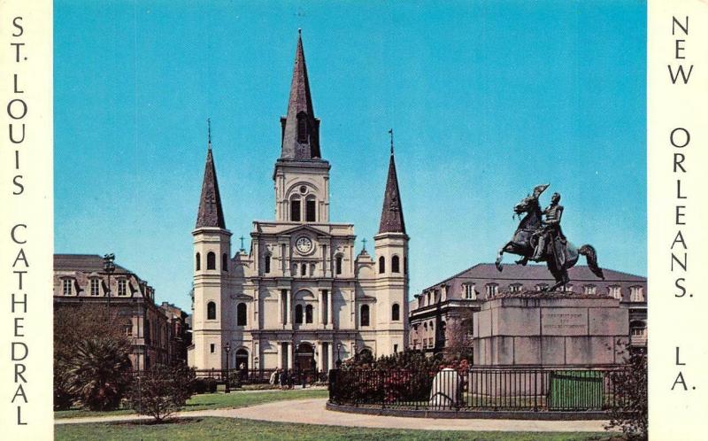 NEW ORLEANS, LA Louisiana ST LOUIS CATHEDRAL~Jackson Square 1968 Chrome Postcard