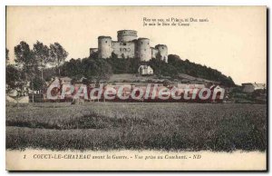 Old Postcard Coucy le Chateau before taking view war to West
