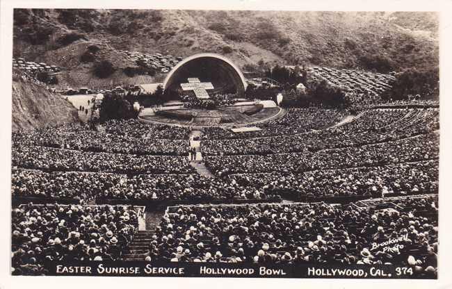 RPPC Easter Sunrise Service - Hollywood Bowl CA, California