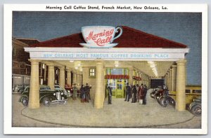 Vintage Postcard Morning Call Coffee Stand French Market New Orleans Louisiana