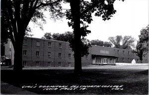 Real Photo Postcard Girl's Dormitory at Ellsworth College in Iowa Falls, Iowa 