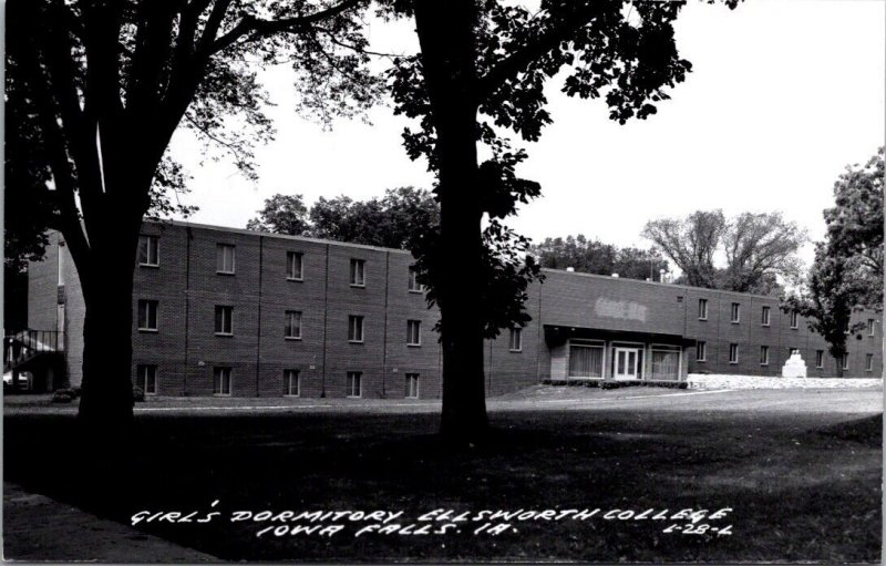 Real Photo Postcard Girl's Dormitory at Ellsworth College in Iowa Falls, Iowa 