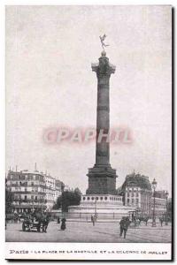 Paris Old Postcard Place de la Bastille and the July Column