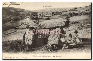 Postcard Old Megalith Dolmen St Nectaire Children