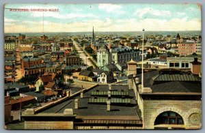 Postcard Winnipeg Manitoba c1907 Looking West Birds Eye View