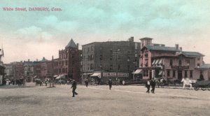 CT Danbury Connecticut White Street Hotel Bellevue Postcard