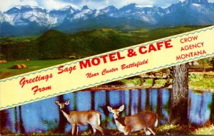 Greetings From The Sage Motel & Cafe Near Custer Battlefield Crow Agency Mont...