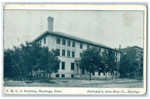 1908 YMCA Building Exterior Roadside Hastings Nebraska NE Posted Trees Postcard