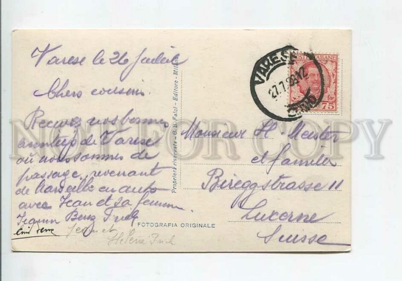 435990 Italy Varese monument shops FLAG 1928 year photo RPPC