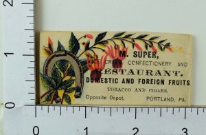 M. Super Ice Cream Confectionery & Restaurant Tobacco Cigars Horseshoe Pink F65