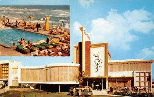 Miami Beach, Florida DRIFTWOOD MOTEL Pool Roadside 1950s Vintage Postcard