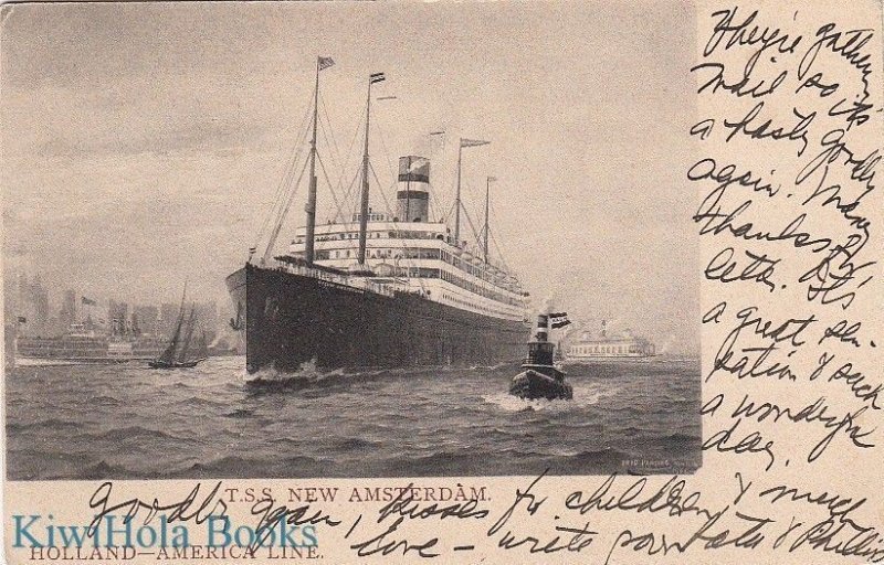 Postcard Ship TSS New Amsterdam Holland America Line