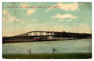 1911 Virginia Ry. Coal Piers, Sewell's Point, Norfolk, VA Postcard