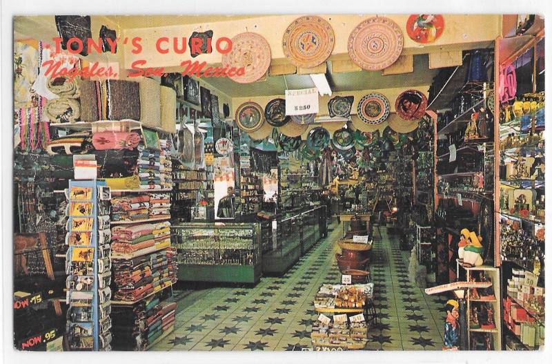 Tony’s Curio Nogales Sonora Mexico Gift Shop 60’s Vintage Chrome Postcard