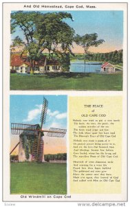 2-Views, CAPE COD, Massachusetts; Old Windmill And Old Homestead, The Peace o...