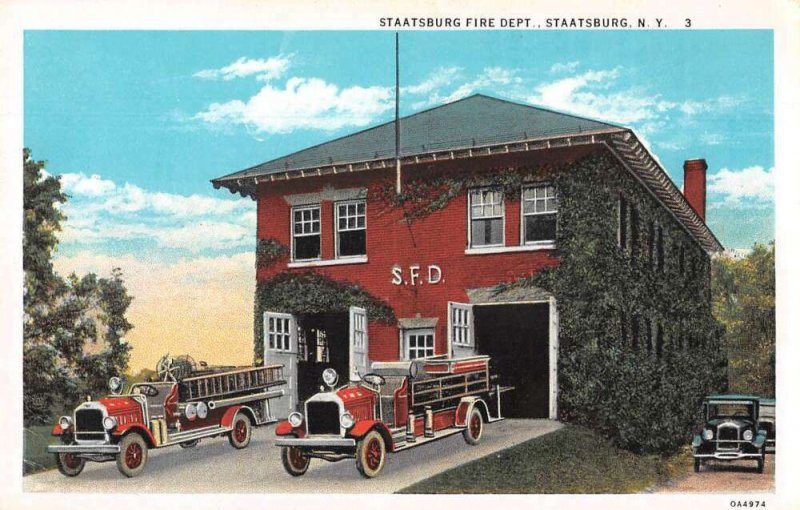 Staatsburg New York Fire Department and Fire Trucks Vintage Postcard AA30994