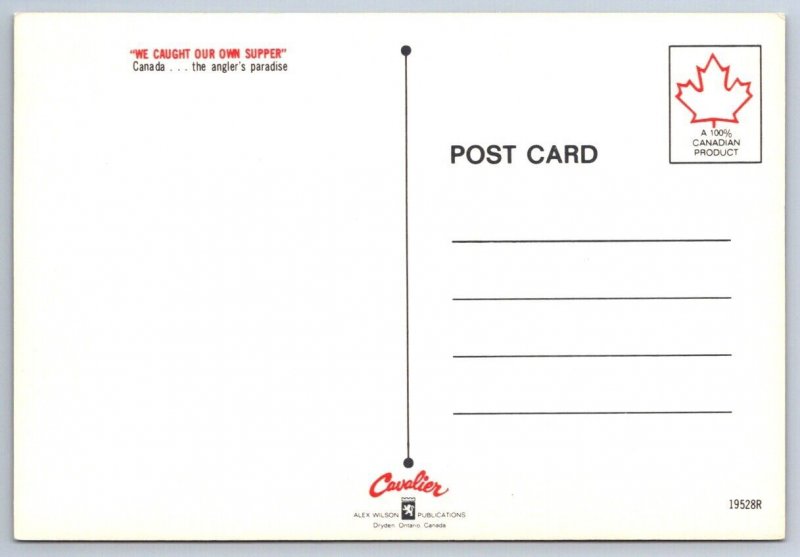 Frying Fish Over Campfire, Angler's Paradise, Canada, Chrome Postcard