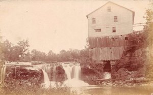 Cataract Falls Indiana Waterfalls and Mill Real Photo Postcard AA68118