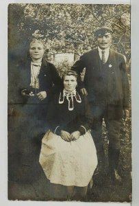 Rppc European Family Chauffeur Mother Daughter Flower Photo c1900s Postcard N14