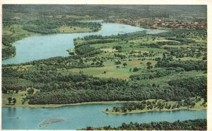 Vintage Postcard 1936 Panorama Lakes Grounds Greenery Natural Beauty Nature