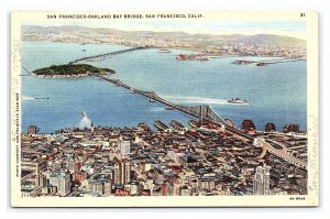 San Francisco Oakland Bay Bridge San Francisco Calif. Aerial View Postcard