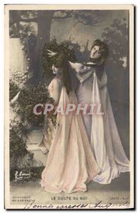 Postcard Old Women Fancy worship mistletoe