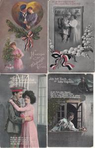 Romantic couples all military lover lovers love World War I x 4