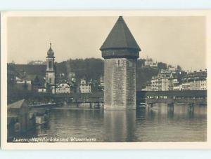 old rppc BUILDINGS ALONG RIVER Lucerne - Luzern Switzerland HM1675