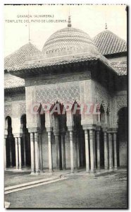 Old Postcard Granada Alhambra Templete Del Patio De Los Leones
