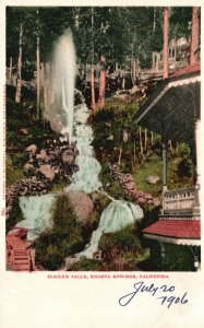 Glacier Falls Shasta Springs California CA Waterfall Vintage Postcard 1900's